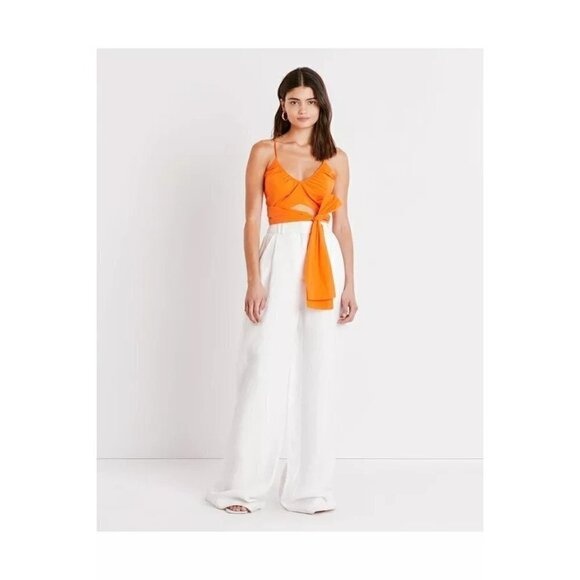 Tanya Taylor Cecil Crop Top in Orange Womens Sleeveless Tank - Picture 9 of 13
